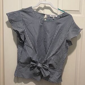 Kontrol Navy Gingham Tie-Front Blouse